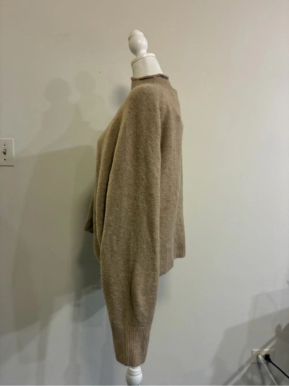 J. Crew Taupe Mock Neck Oversized Cropped Sweater size Large